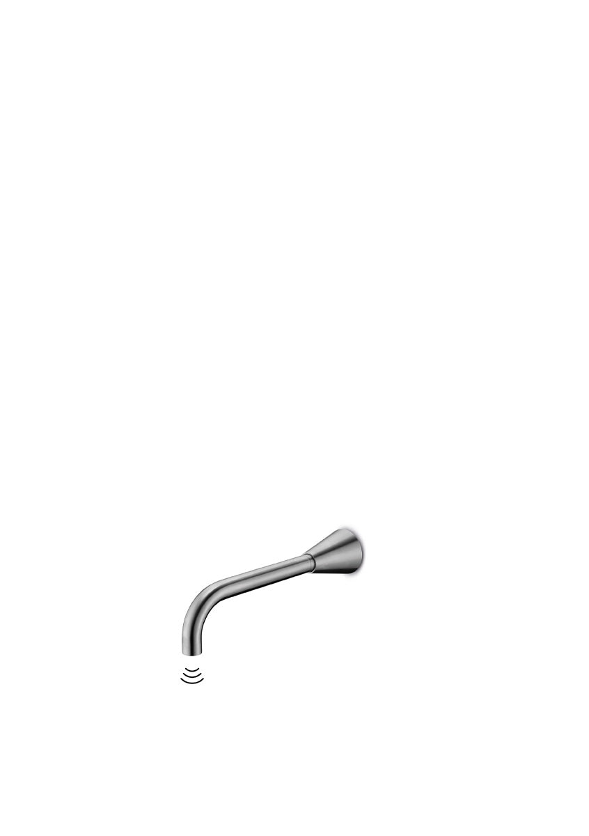 JEE-O Cone Touchless Wall Basin tap Stainless Steel with infrared on/off sensor Brushed