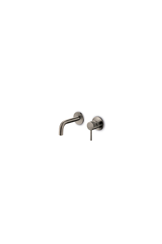 JEE-O Slimline Basin Faucet Wall Mounted Stainless Steel with 90 degrees Spout, Dark Steel