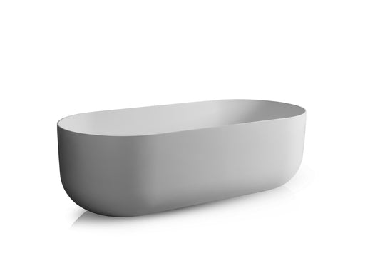 JEE-O Flow Bath Freestanding (Dado Quartz) Matte White with integrated overflow