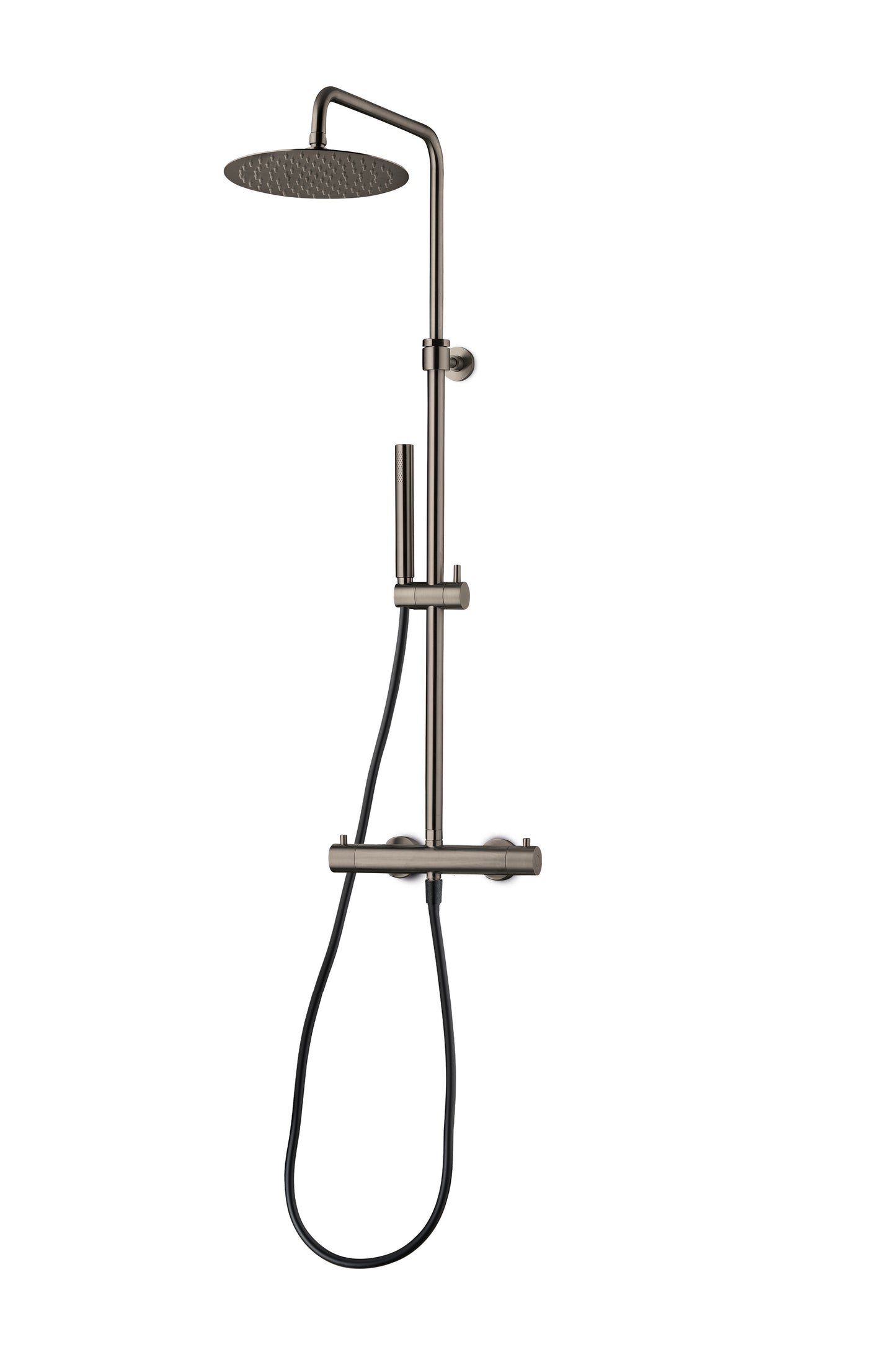 JEE-O Slimline Shower Set Stainless Steel with TH, Hand Shower and sliding bar, Dark Steel