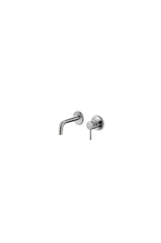 JEE-O Slimline Basin Faucet Wall Mounted Stainless Steel with 90 degrees Spout, Brushed