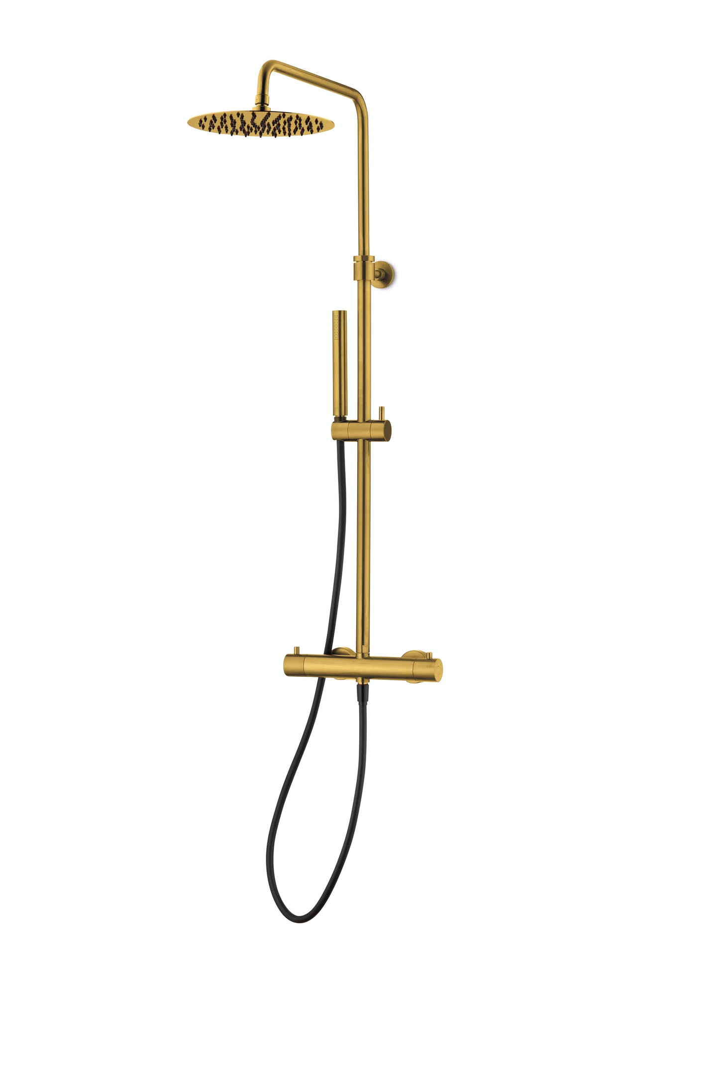 JEE-O Slimline Shower Set Stainless Steel with TH, Hand Shower and sliding bar, Matte Gold