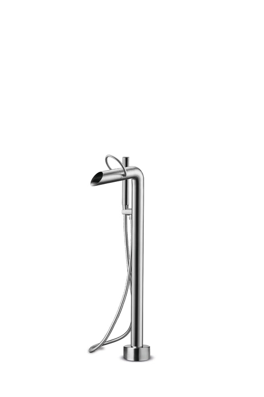 JEE-O Pure Bath Faucet Freestanding Stainless Steel diverter and Hand Shower, Brushed
