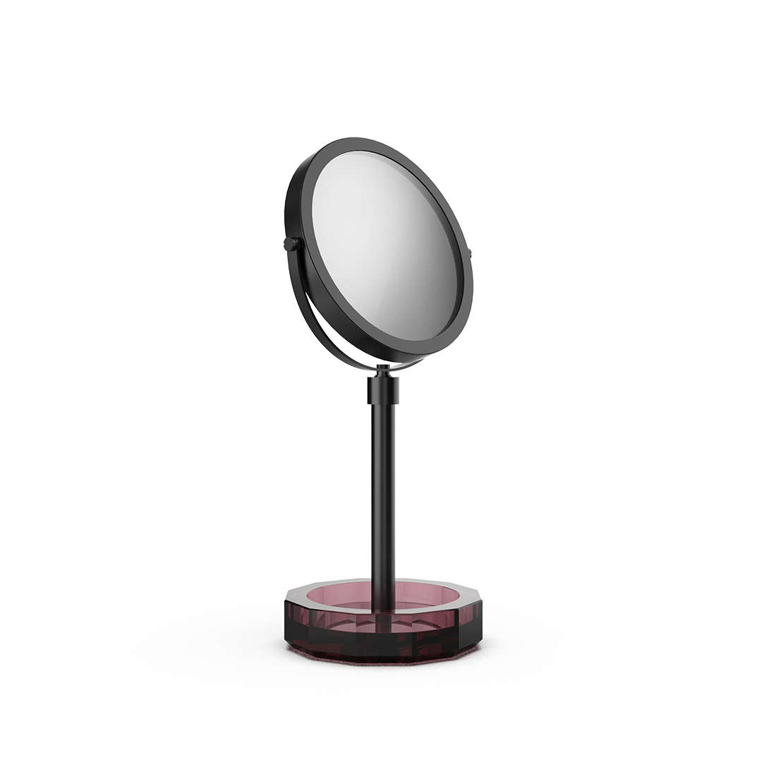 DW KR KSA  KRISTALL Cosmetic mirror with Shelf - Burgundy / Black Matte