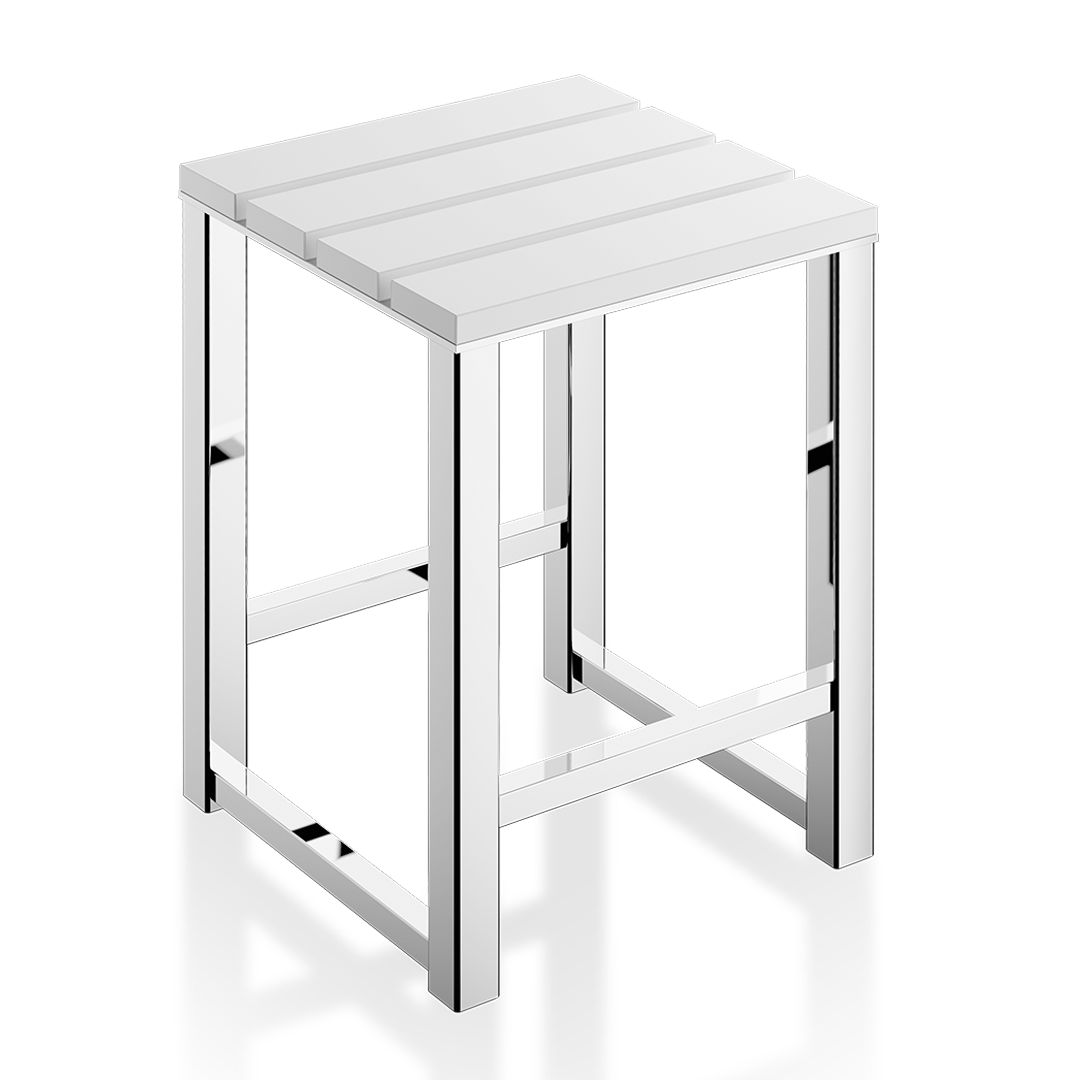 DW DW 68 Stool Polished Stainless Steel / Mineral composite material - White Matte