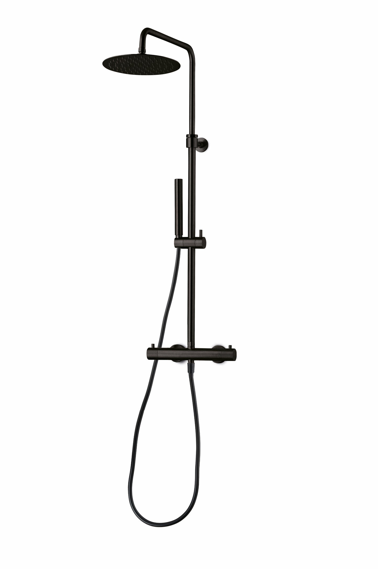 JEE-O Slimline Shower Set Stainless Steel with TH, Hand Shower and sliding bar, Structured Black