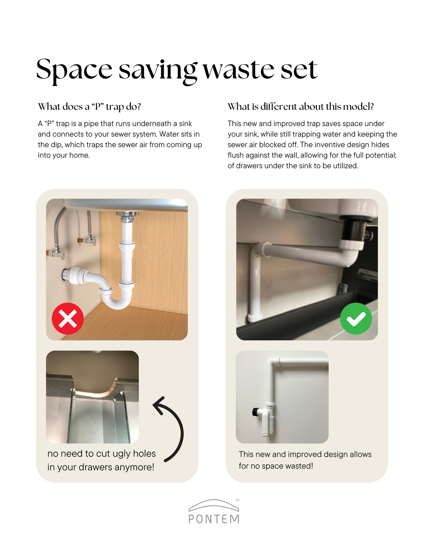 BH Space Saving Waste set ABS White