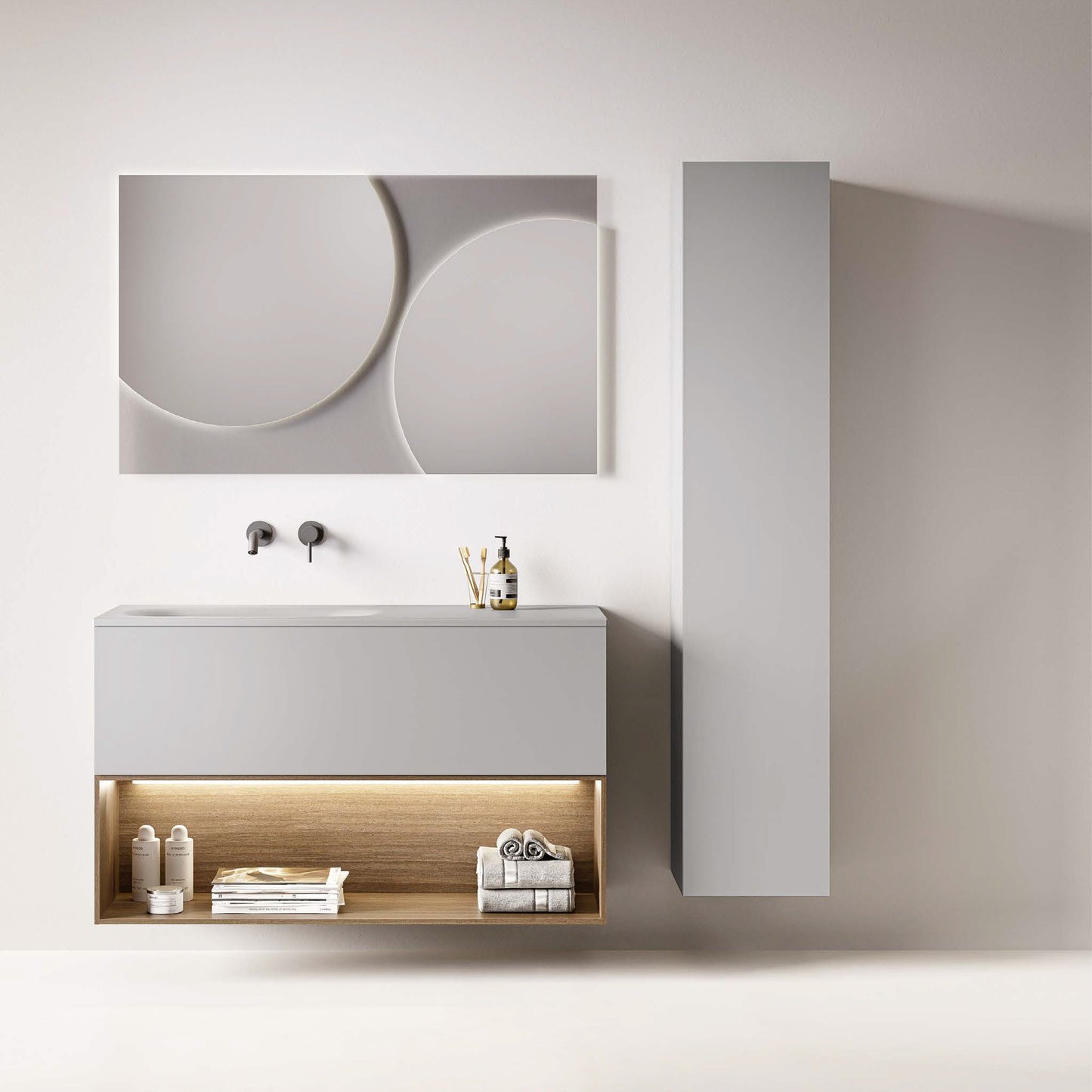 Berloni Circle Mirror LED smoked glass with circular section 3000K