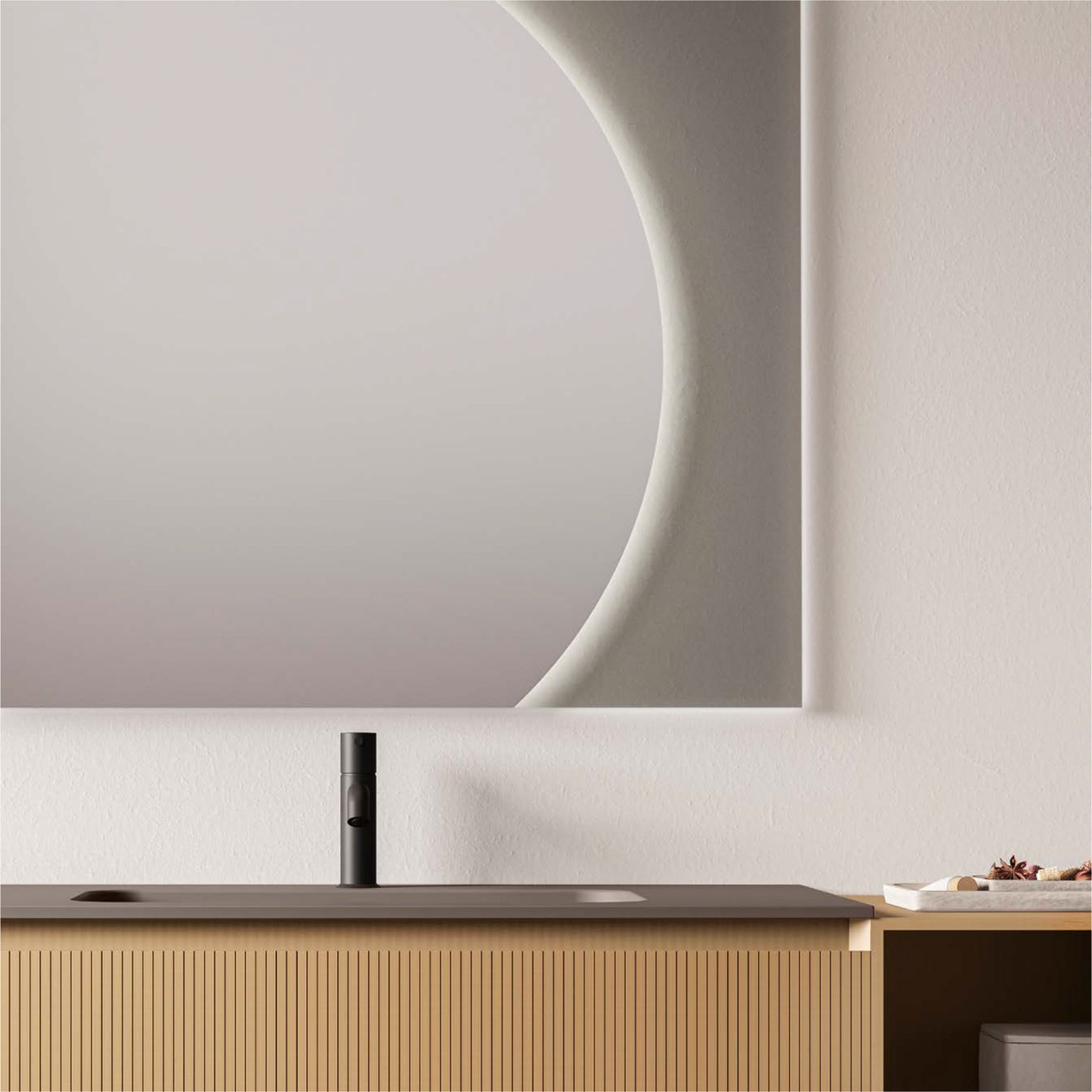 Berloni Circle Mirror LED smoked glass with circular section 3000K