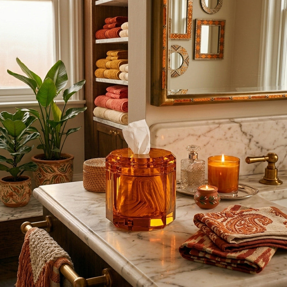 DW KR KB KRISTALL Tissue box - Amber
