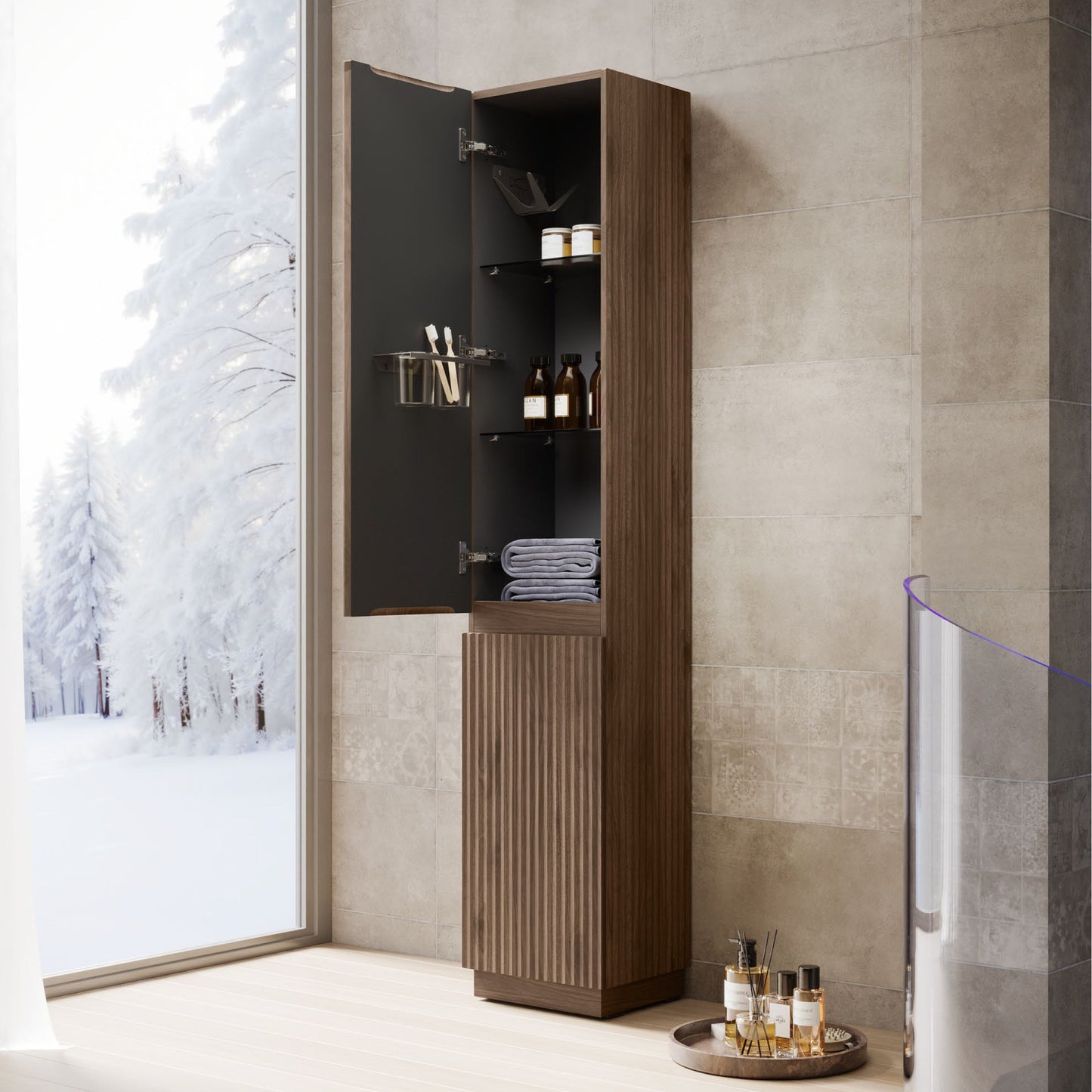 BH Roma Linen Cabinet 73" H x 14" W x 12" D - 2 Doors (reversible)