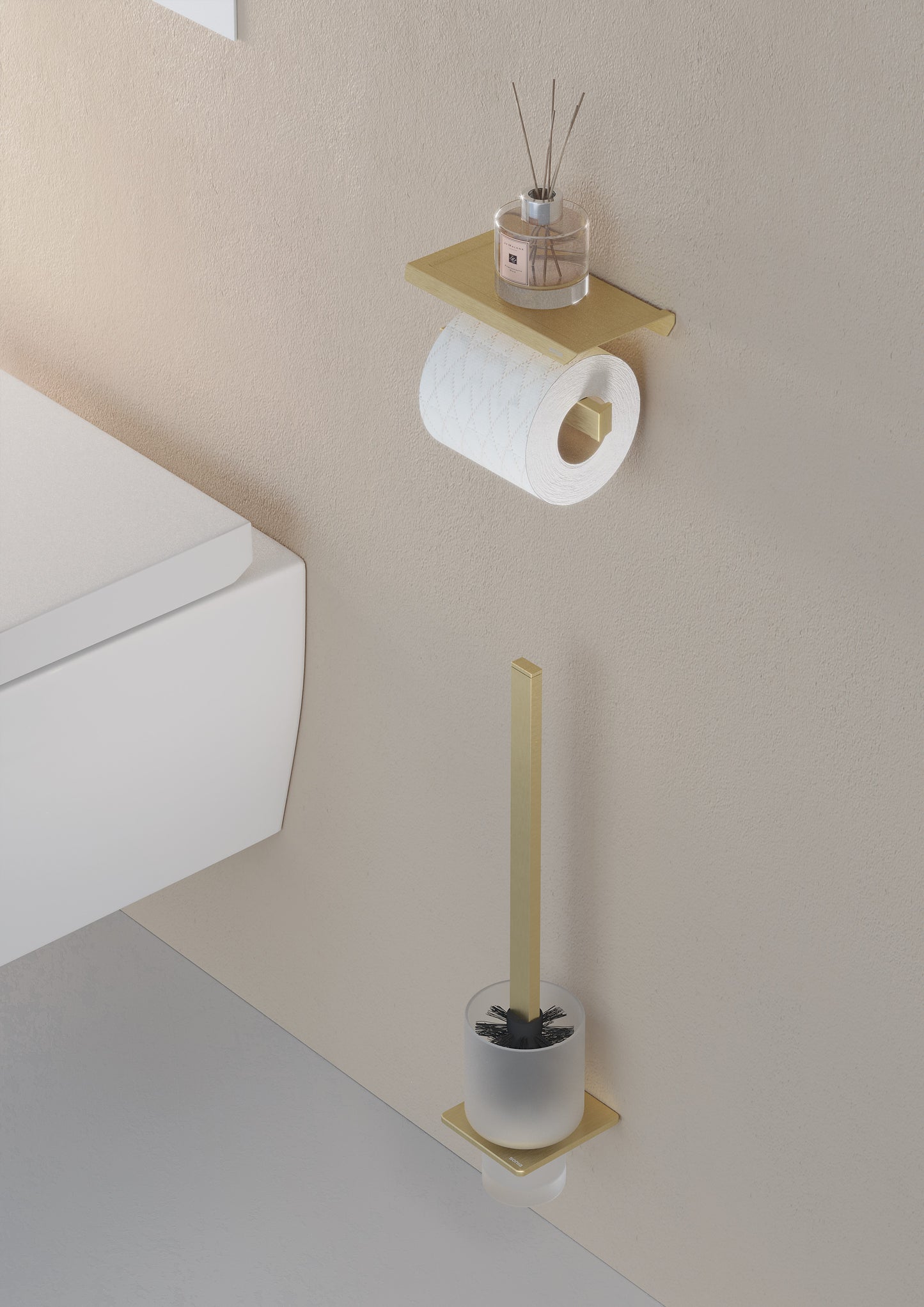 SONIA -S-CUBE TOILET ROLL HOLDER & SHELF WHITE