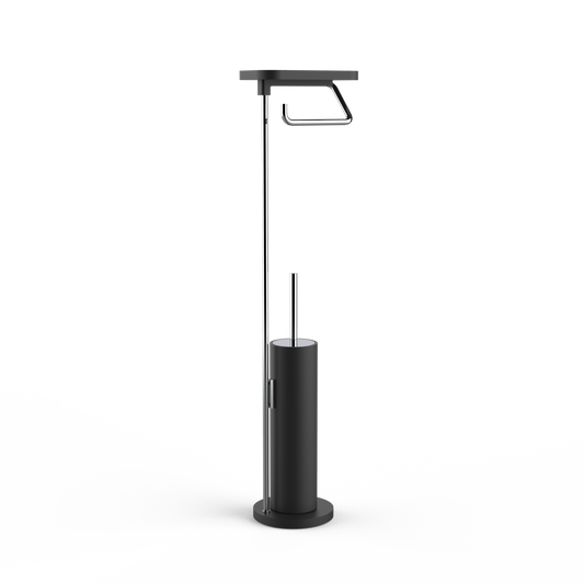 DW  STONE SBKA Toilet brush set with shelf Black Matte / Black Chrome PVD