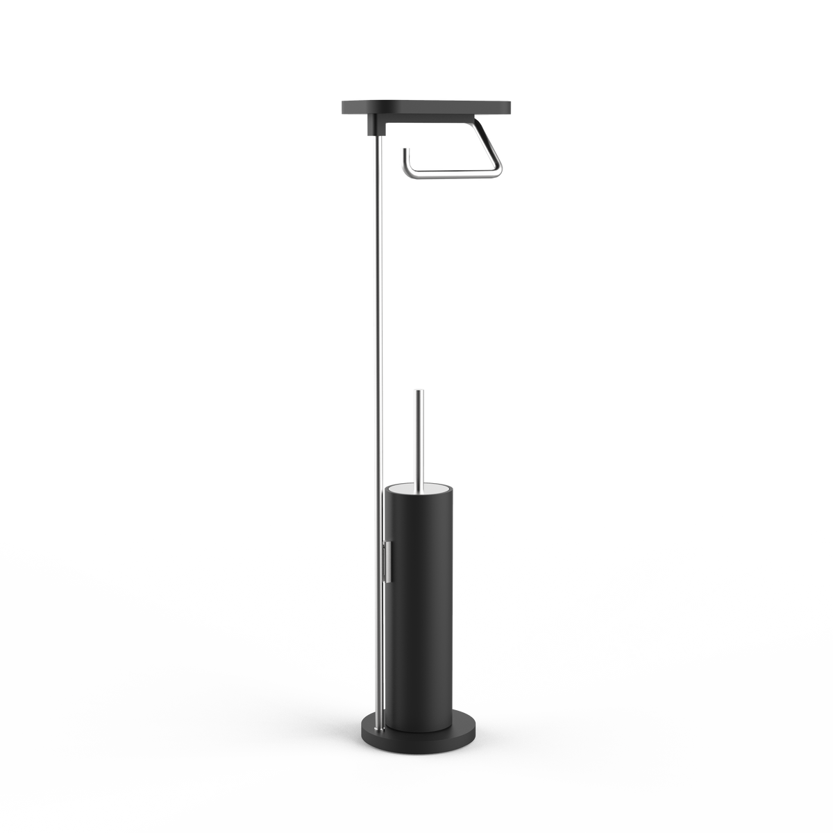 DW  STONE SBKA Toilet brush set with shelf Black Matte / Stainless Steel Matte