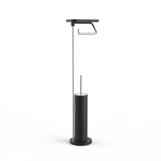 DW  STONE SBKA Toilet brush set with shelf Black Matte / Stainless Steel Matte