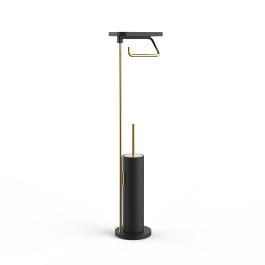 DW  STONE SBKA Toilet brush set with shelf Black Matte / Gold Matte PVD