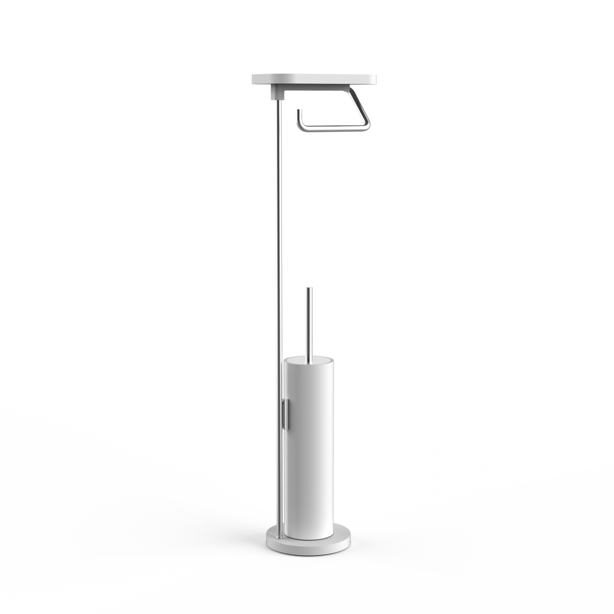 DW  STONE SBKA Toilet brush set with shelf White Matte / Stainless Steel Matte