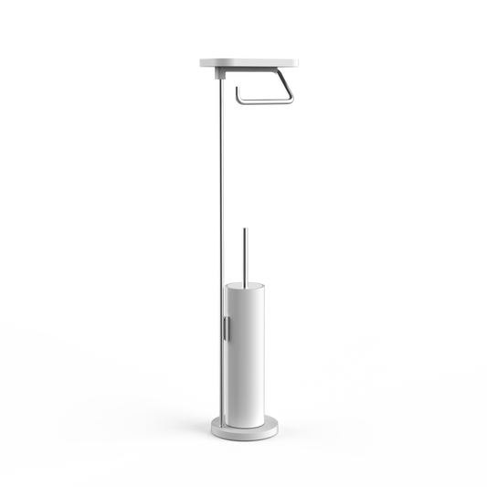 DW  STONE SBKA Toilet brush set with shelf White Matte / Stainless Steel Matte