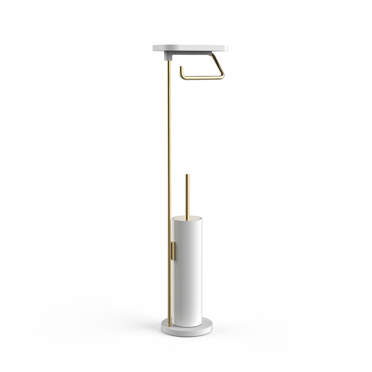 DW  STONE SBKA Toilet brush set with shelf White Matte / Gold Matte PVD