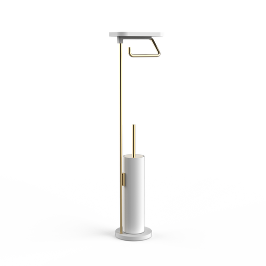 DW  STONE SBKA Toilet brush set with shelf White Matte / Gold Matte PVD