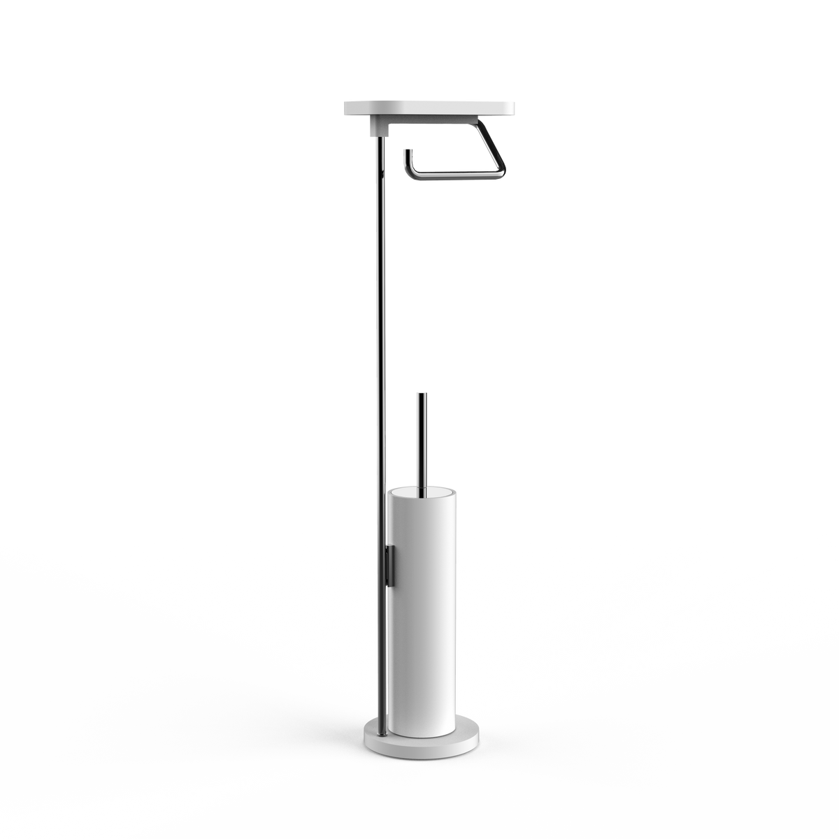 DW  STONE SBKA Toilet brush set with shelf White Matte / Black Chrome PVD