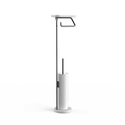 DW  STONE SBKA Toilet brush set with shelf White Matte / Black Chrome PVD