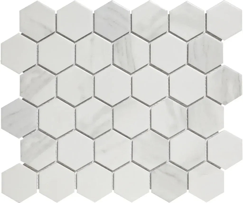 TMF Barcelona Hexagon Marble effect - Carrara White
