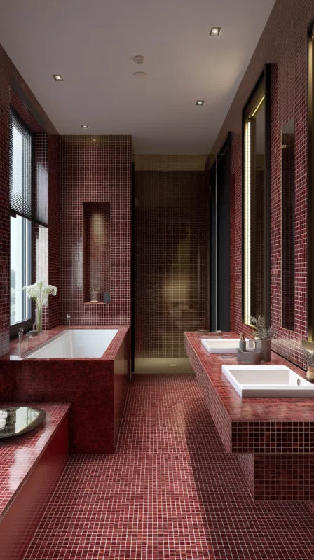 TMF Amsterdam Quartz Glass Gold Vein 20x20 - Wine Red