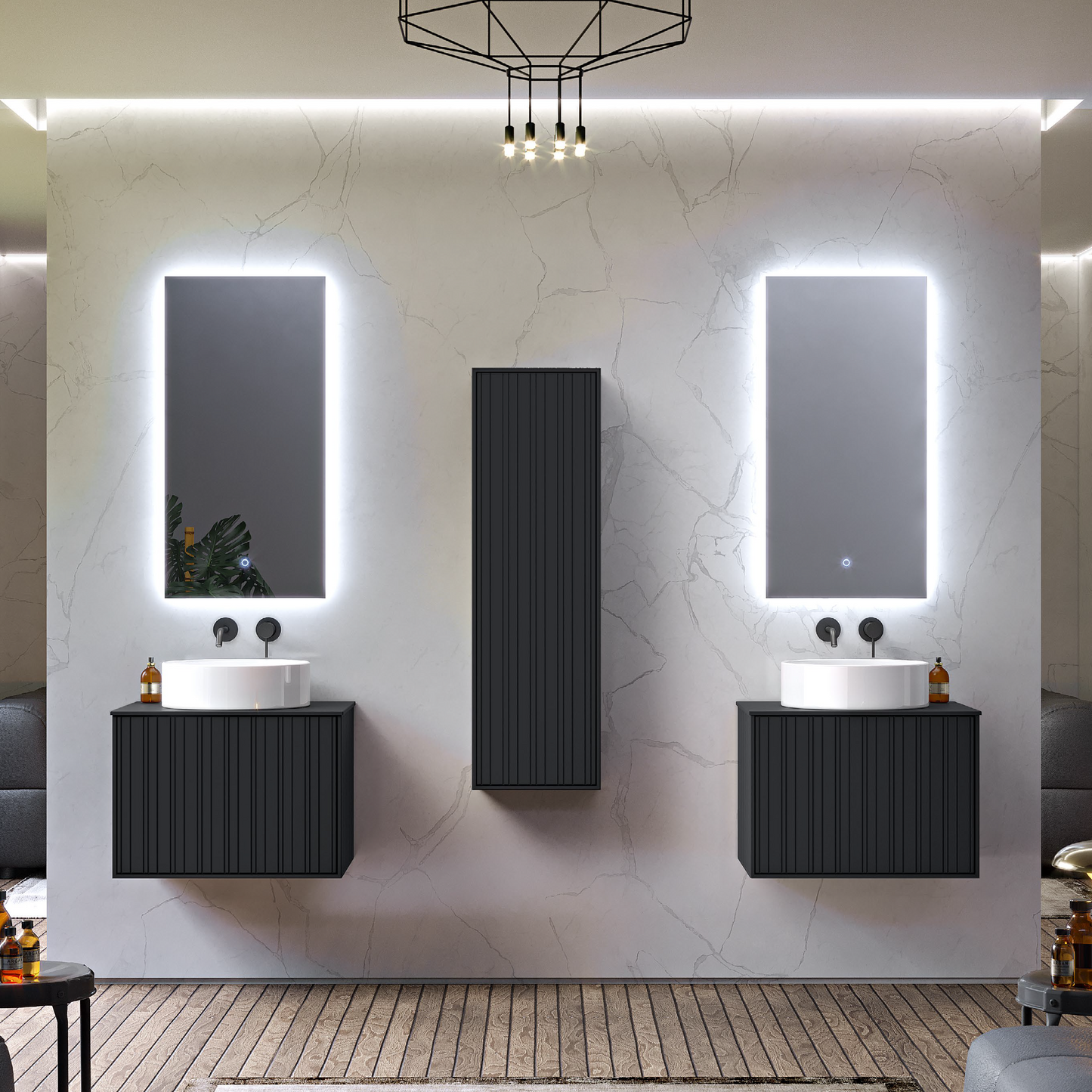 BH Portofino Cupboard 1 door 45" Tall – (Interior finish black)