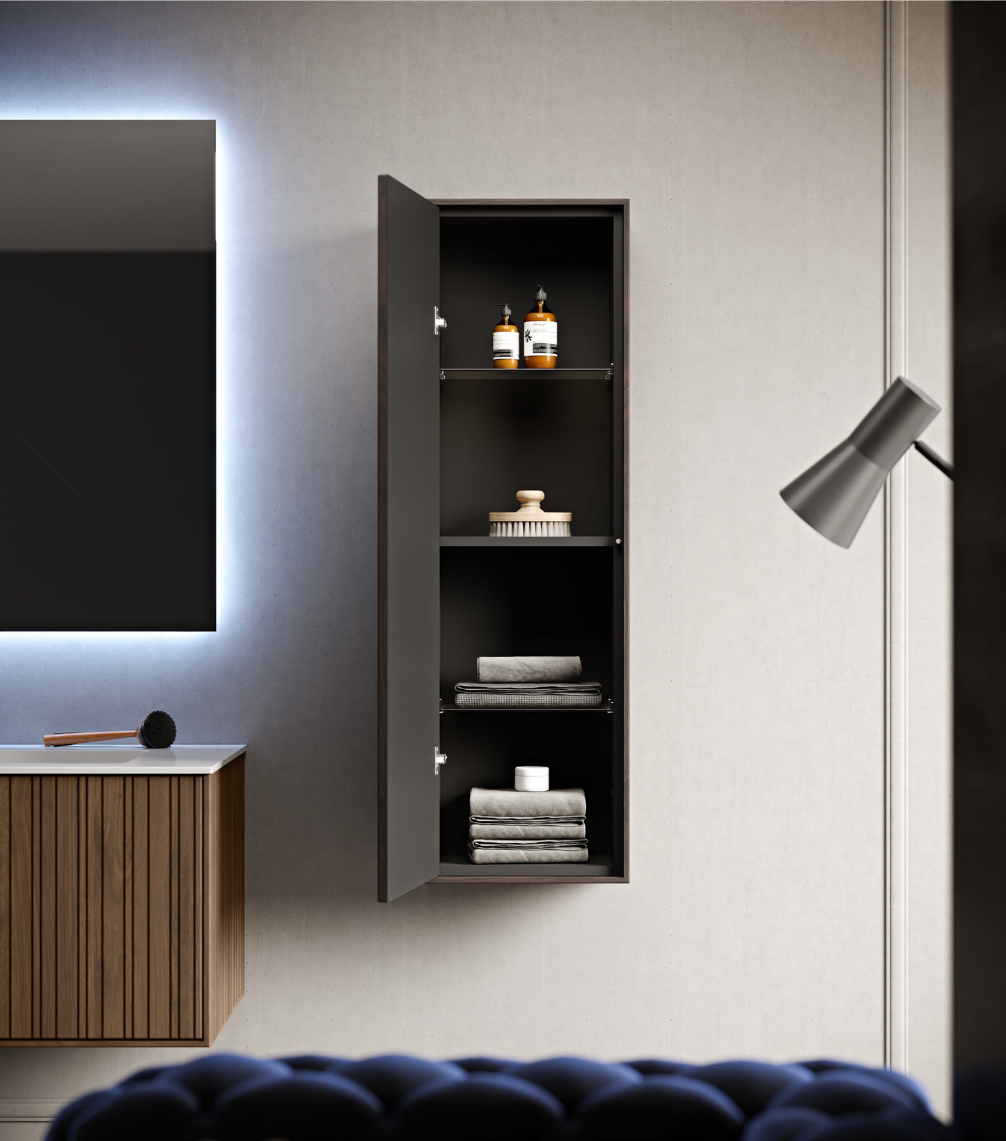 BH Portofino Cupboard 1 door 45" Tall – (Interior finish black)