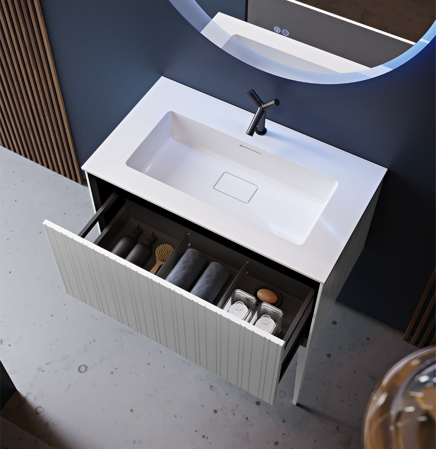 BH Portofino Countertop Resin White Matte with Taphole