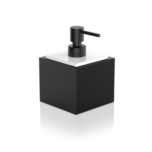 DW BROWNIE SSP Soap dispenser - Vegan Leather Black with Porcelain White and Pump - Black