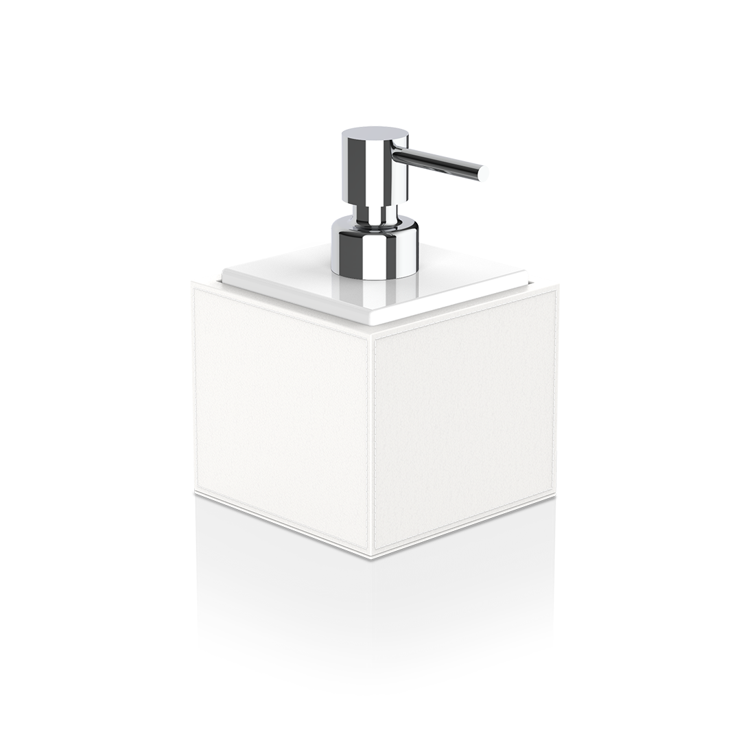 DW BROWNIE SSP Soap dispenser - Vegan Leather White with Porcelain White and Pump - Chrome