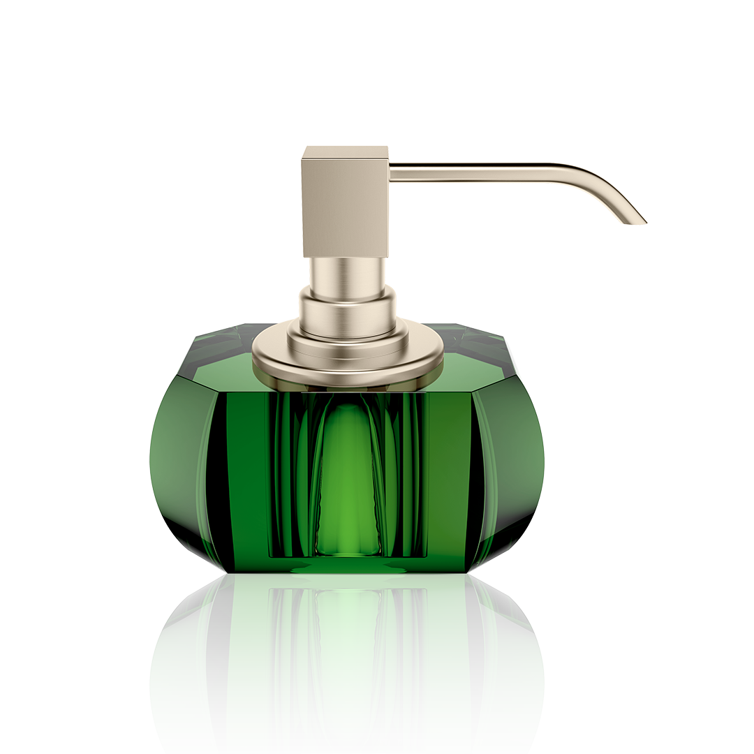 DW KR SSP KRISTALL Soap dispenser - English green / Satin Nickel