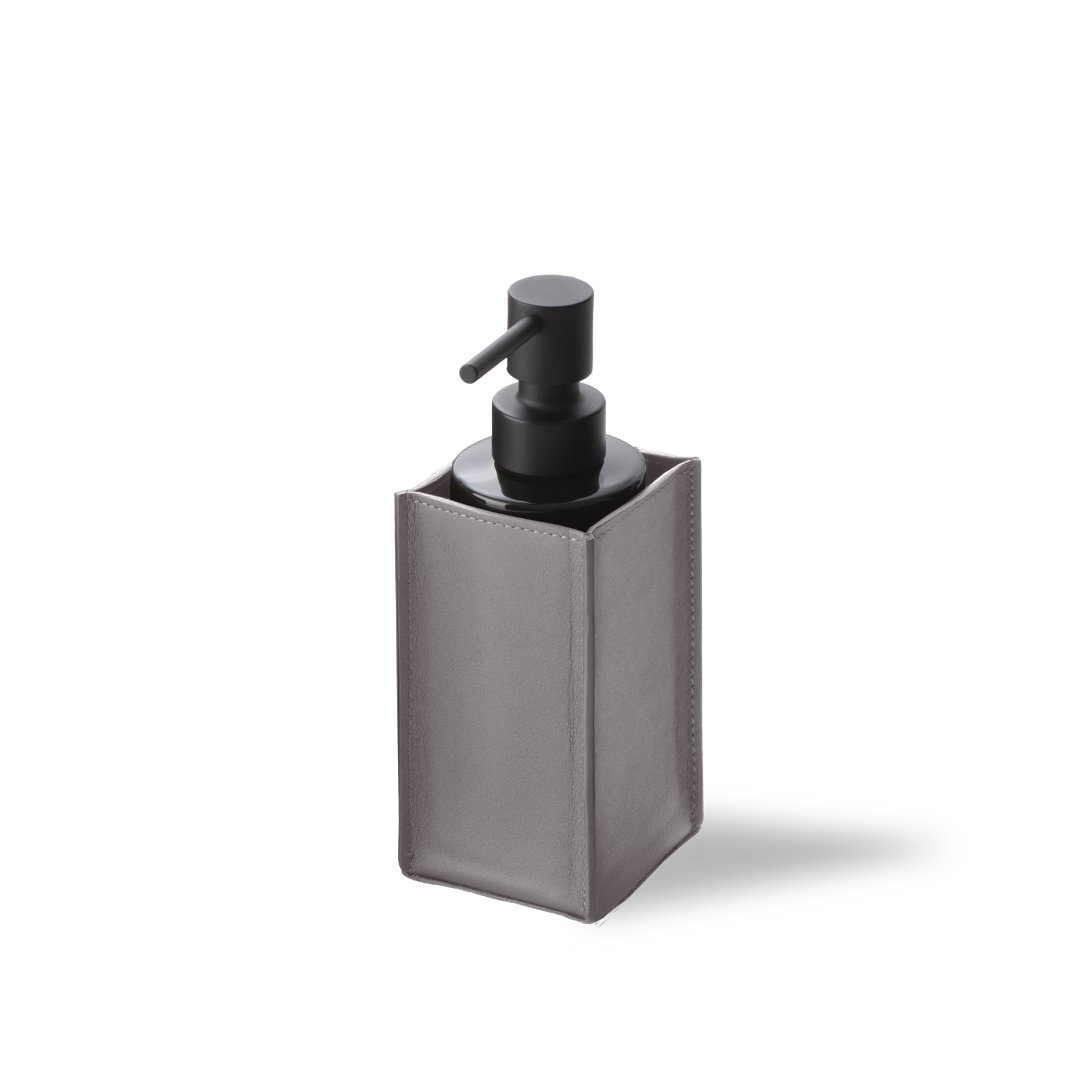 DW NAPPA SSP Soap dispenser - Genuine Leather Smoke-Grey Glass bottle