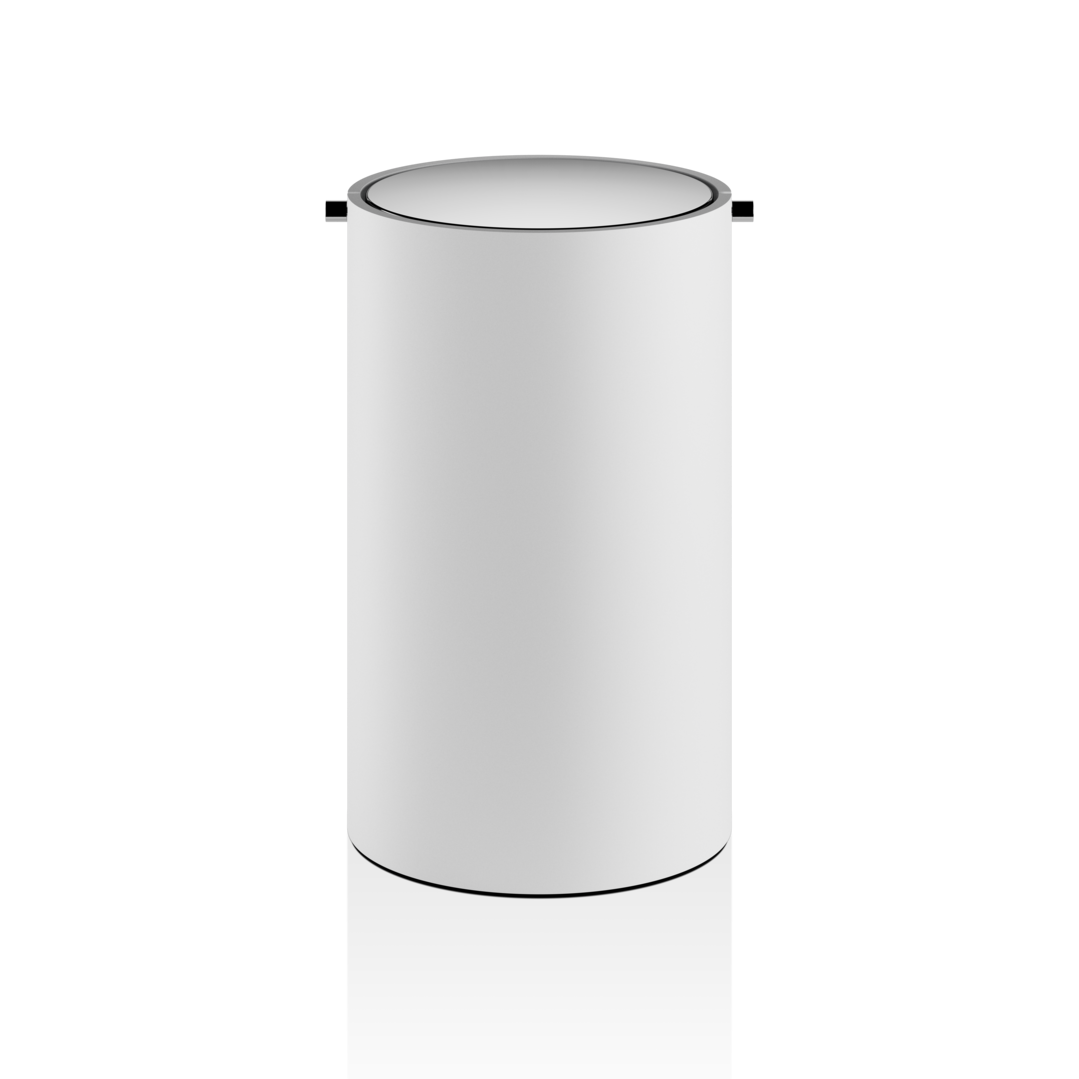 DW STONE BEMD Paper bin with revolving cover - White Matte / Polished Stainless Steel