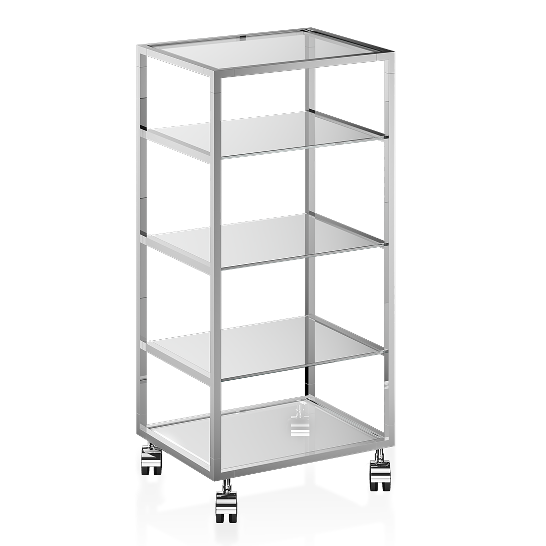 DW RW 2 Glass trolley - Chrome / glass clear