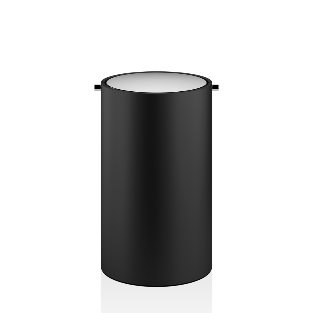 DW STONE BEMD Paper bin with revolving cover - Black Matte / Polished Stainless Steel