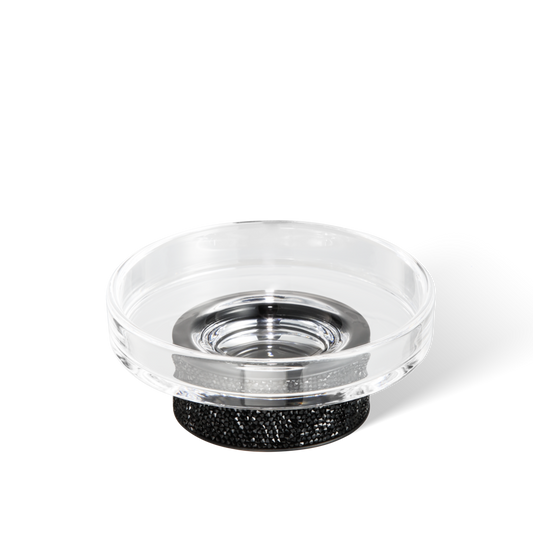 DW ROCKS STS Soap dish - Black Matte with soap dish made of KRISTALL - clear