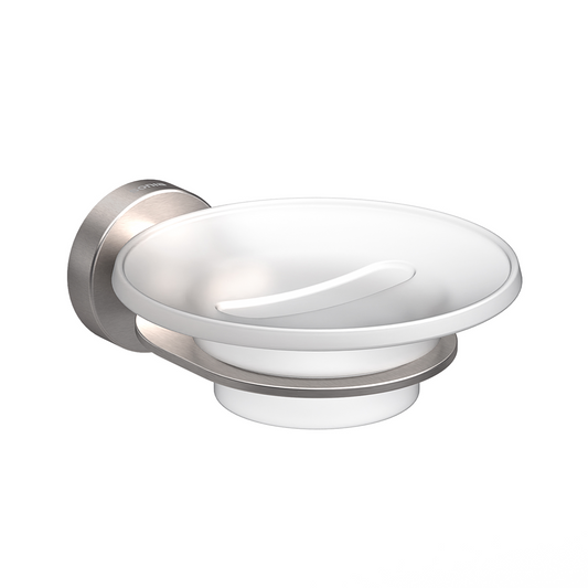 SONIA -TECNO-PROJECT GLASS SOAP DISH BRUSHED NICKEL