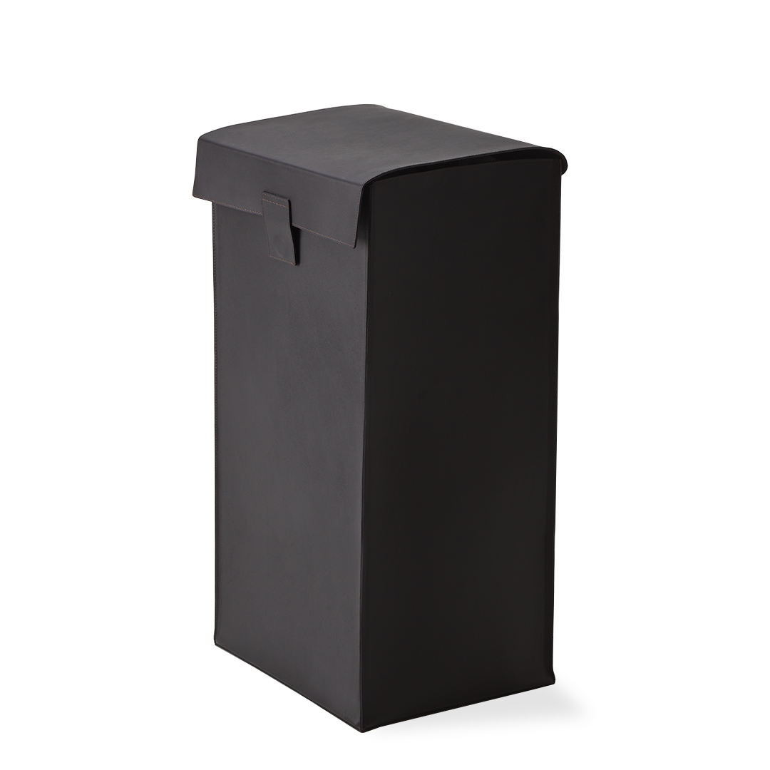 DW NAPPA WB Laundry basket with cover - Nappa Echtleder schwarzbraun