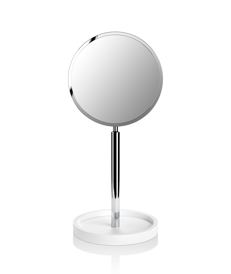 DW STONE KSA Cosmetic mirror with shelf - White Matte / Chrome , 1-/4-x Magnification