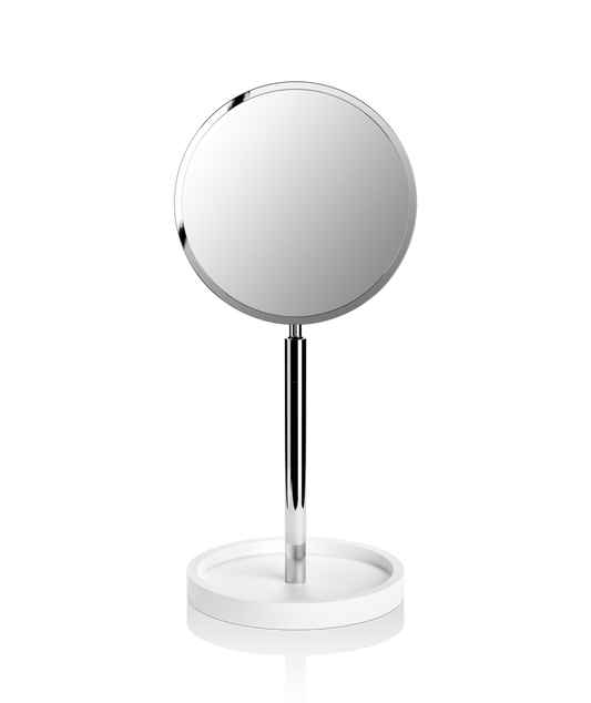 DW STONE KSA Cosmetic mirror with shelf - White Matte / Chrome , 1-/4-x Magnification