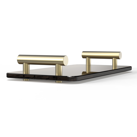 DW BAR TAB Tray - Gold Matte 24 Carat / glass dark brown Gold Matte 24 Carat / Parsolglas dark brown