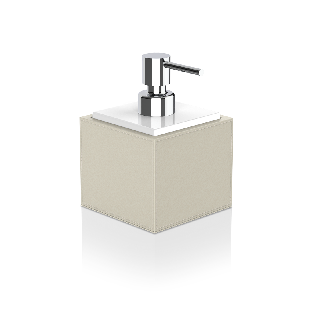 DW BROWNIE SSP Soap dispenser - Vegan Leather Sand with Porcelain White and Pump - Chrome