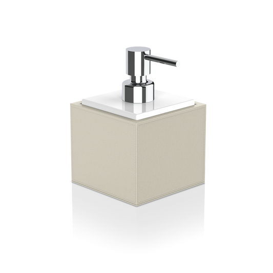 DW BROWNIE SSP Soap dispenser - Vegan Leather Sand with Porcelain White and Pump - Chrome