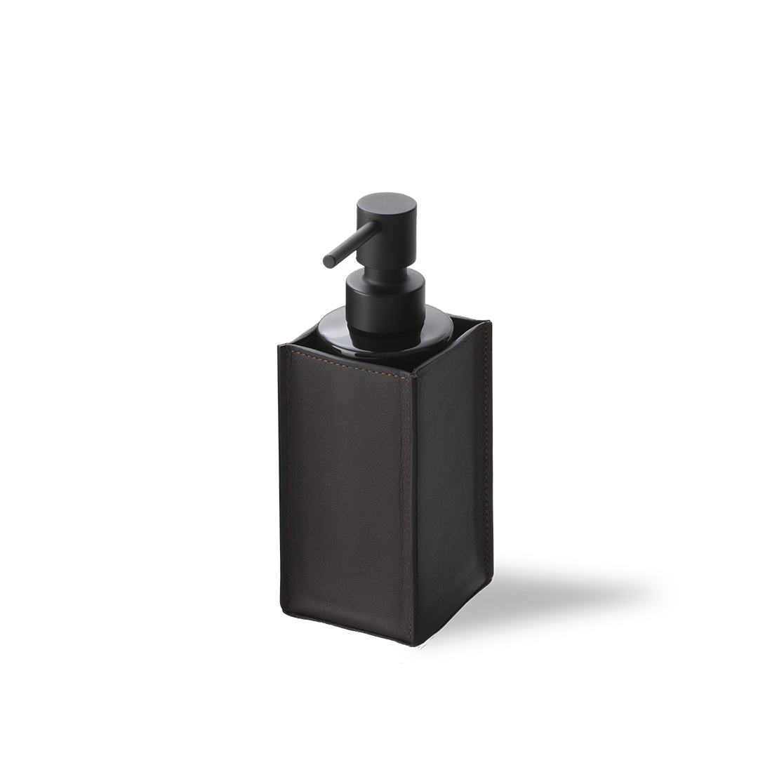 DW NAPPA SSP Soap dispenser - Genuine Leather Black-brown Glass bottle Black / Pump Black Matte