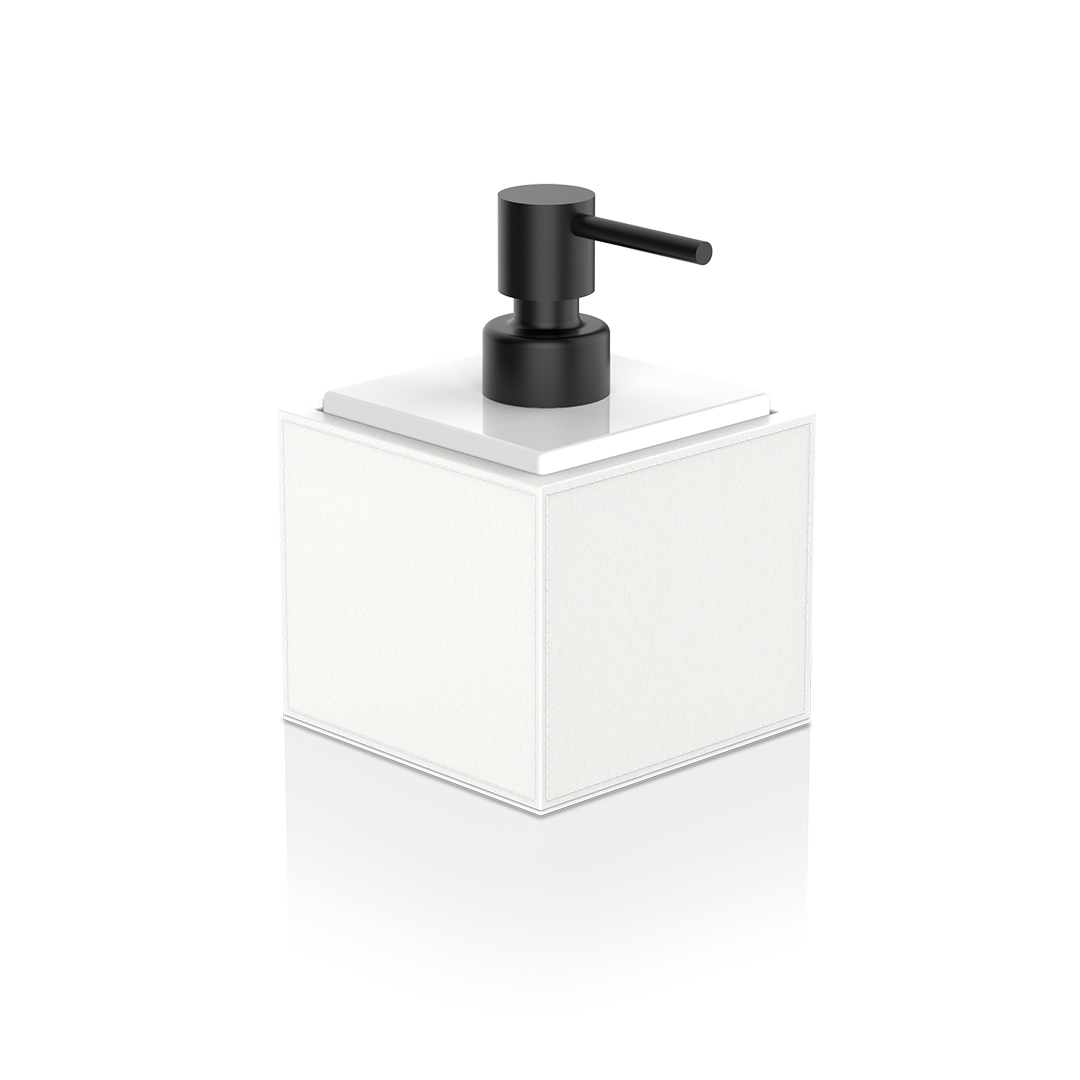 DW BROWNIE SSP Soap dispenser - Vegan Leather White with Porcelain White and Pump - Black