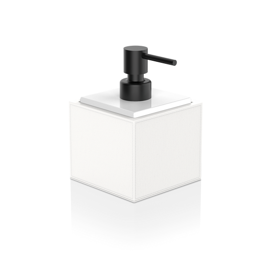 DW BROWNIE SSP Soap dispenser - Vegan Leather White with Porcelain White and Pump - Black