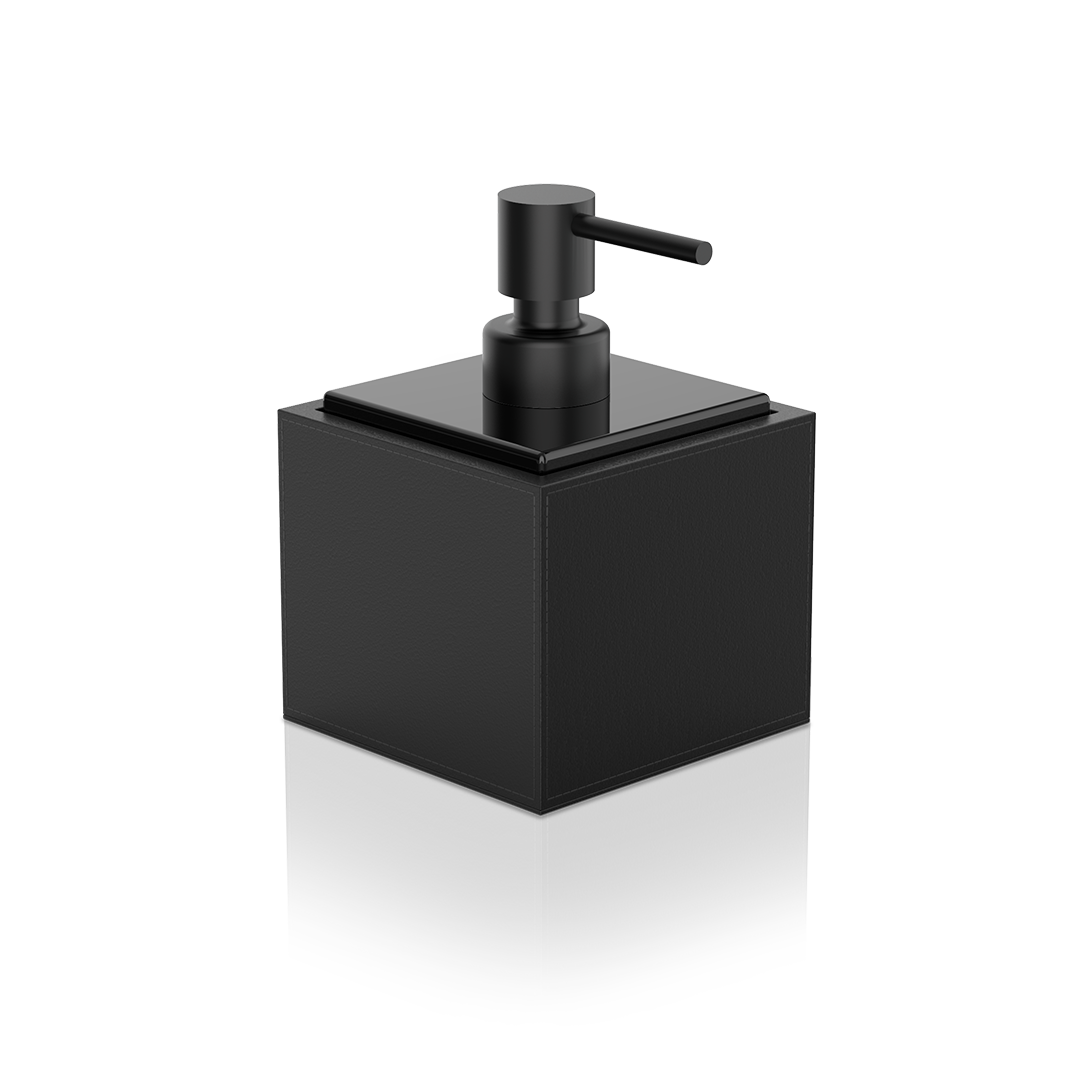 DW BROWNIE SSP Soap dispenser - Vegan Leather Black with Porcelain Black and Pump - Black